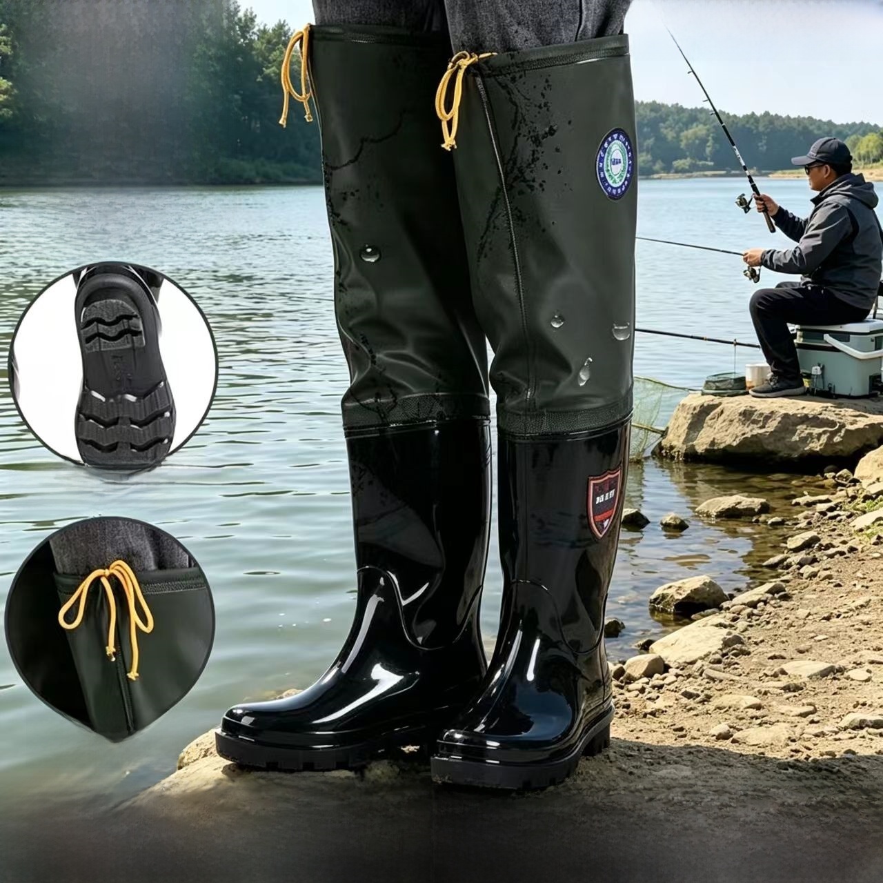 Fishing Waders - Grube kalosze za kolano męskie, wysokie